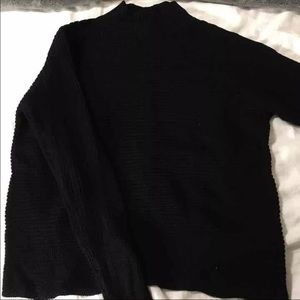 Open back slit mock neck sweater